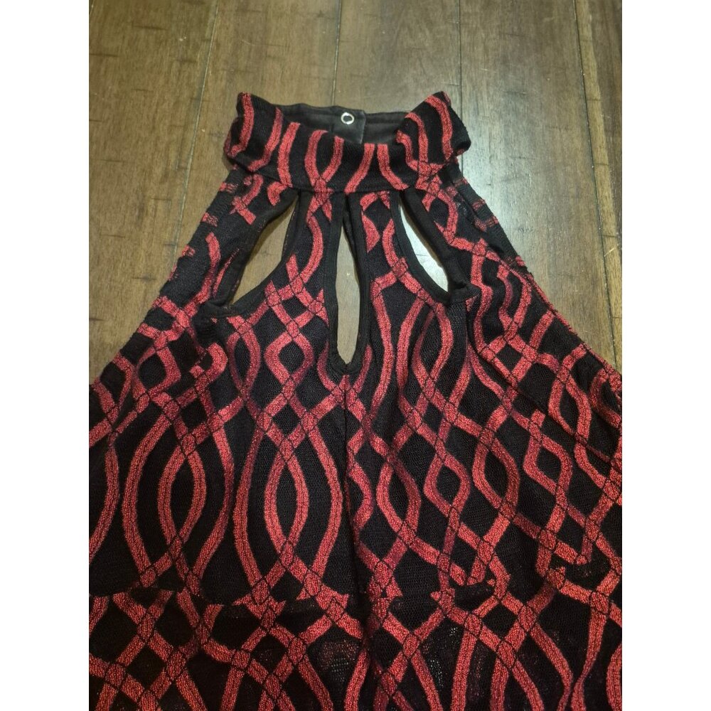 Kelle Red & Black Halter Romper Medium - Picture 5 of 6